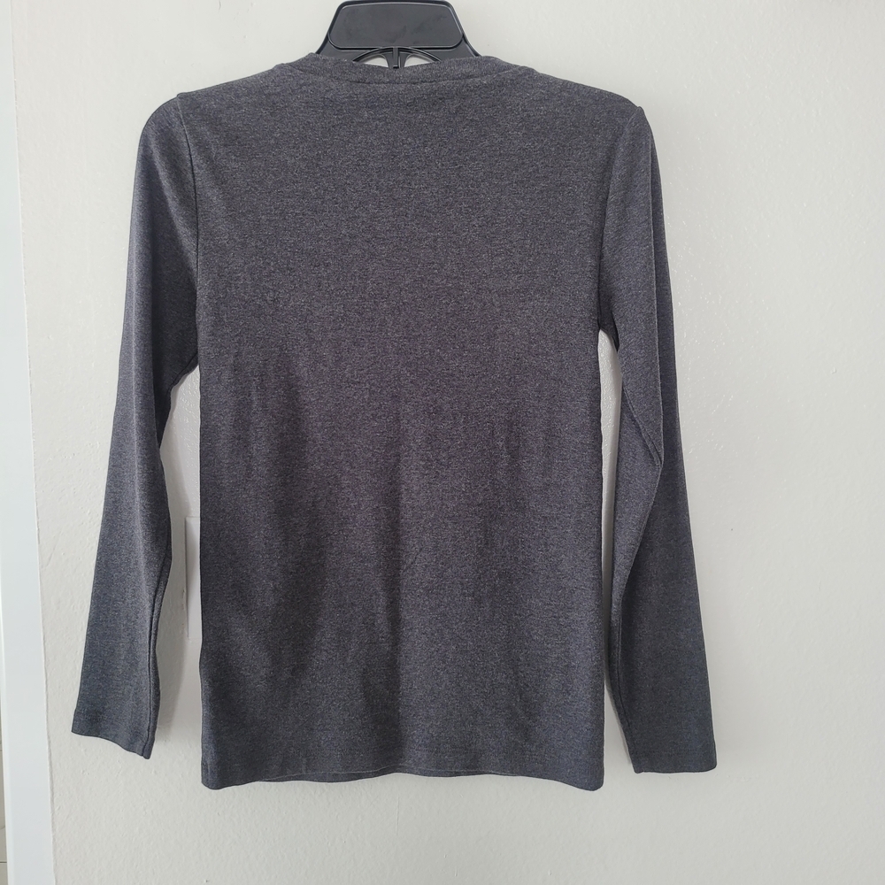 J. Crew Dark Gray Long Sleeve Top with Gold Accents - Picture 7 of 11